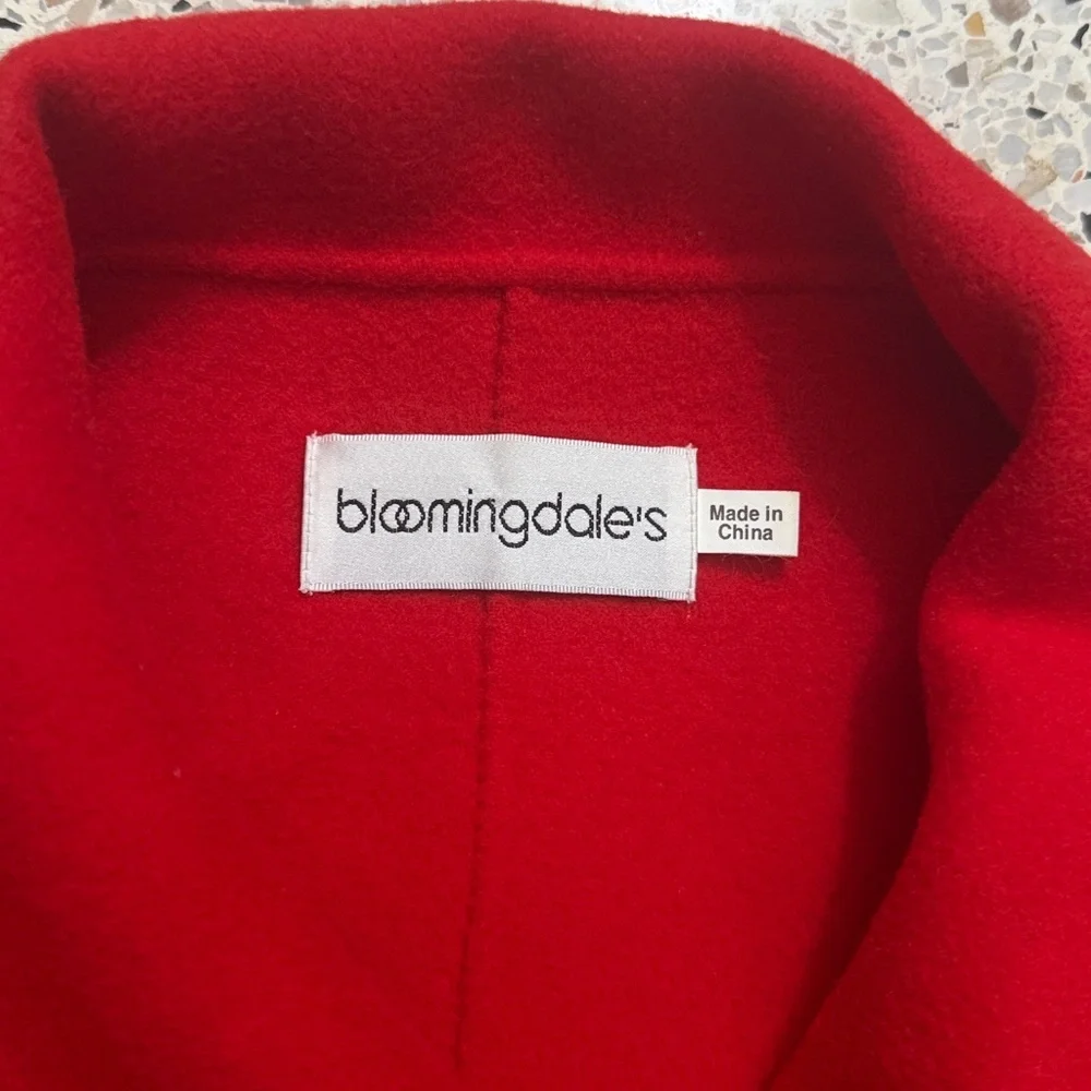 Bloomingdale’s red cashmere wool blend pea coat 8 medium m - Picture 7 of 9